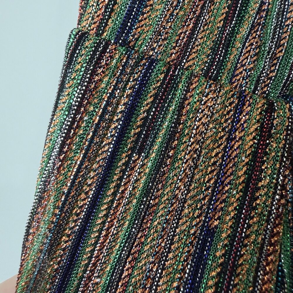 Boston Proper Metallic Green Gold Maxi Dress V-Neck NWT Women’s L - Picture 4 of 14